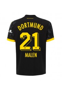 Borussia Dortmund Donyell Malen #21 Jalkapallovaatteet Vieraspaita 2023-24 Lyhythihainen